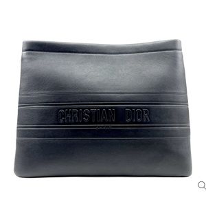 CHRISTIAN DIOR ZIP LEATHER CLUTCH POUCH AUTHENTIC